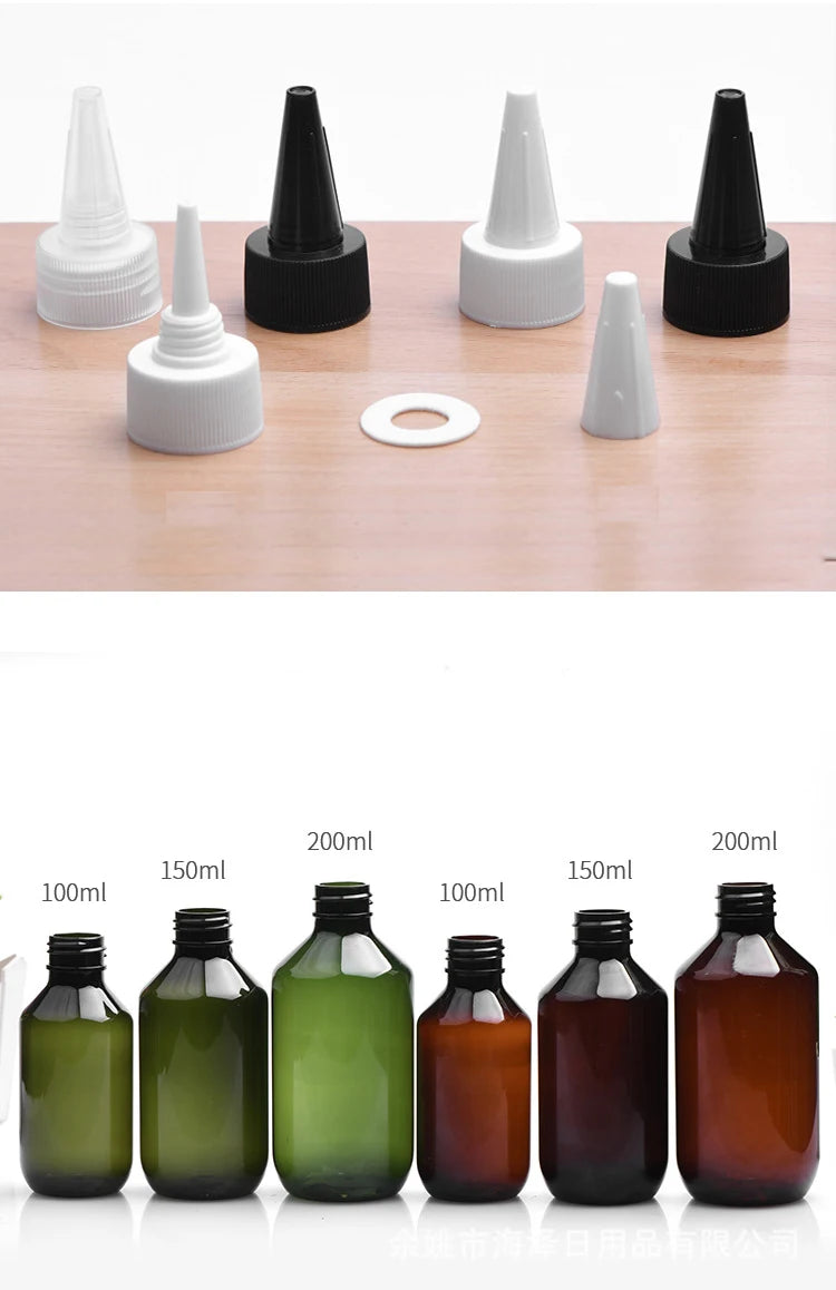 10/20/50pcs 100ml 150ml 200ml Brown Plastic Bottle With Needle Lid Empty Green PET Refill Bottle Dropper Lid Container HZ62801