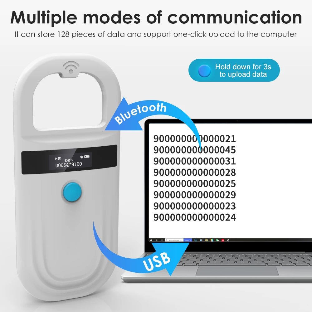 Pet ID Chip Digital Scanner USB RFID Dog Cat Animal Handheld 134.2KHz Identification Tag Card Reader Chip