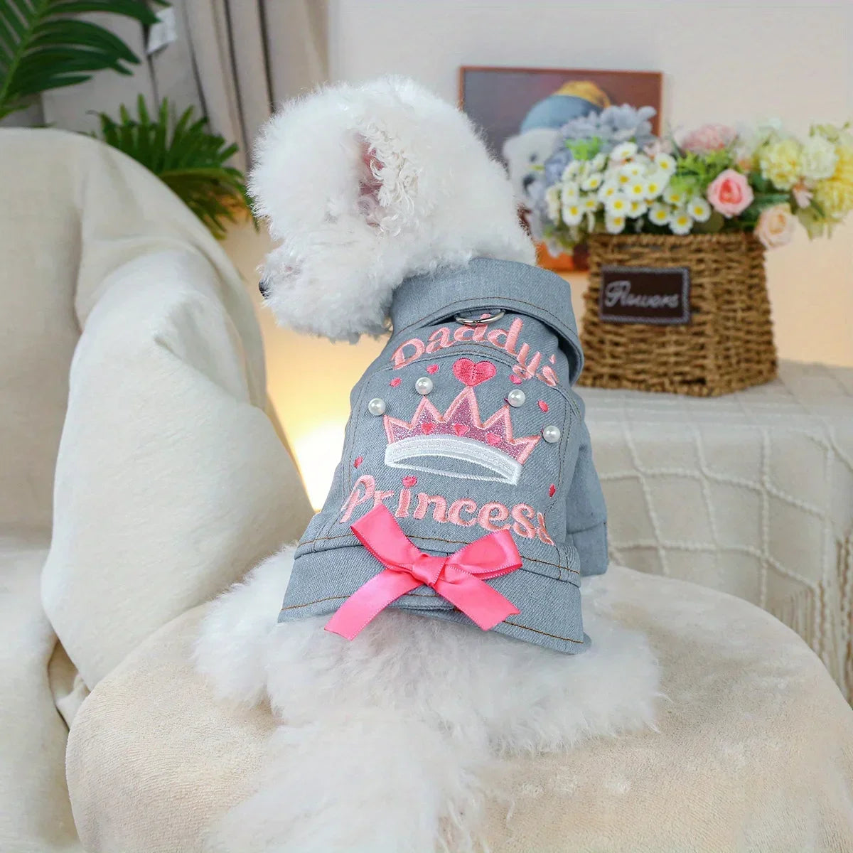 Little Princess Jacket Pet Clothes Dog Cat Anti-hair Loss Summer Blue Handsome Towable Vest