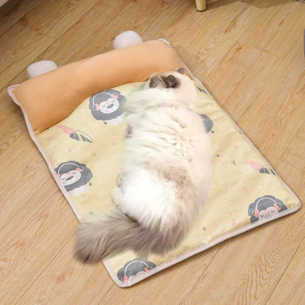 Summer Cooling Pet Mat – Ice Silk Dog Cat Bed Breathable Anti-Slip Cushion for Hot Weather, Washable Comfort for Small Medium