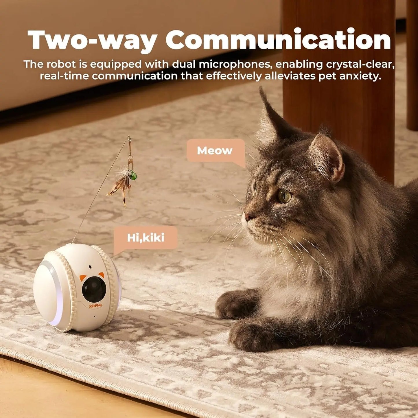 KITPLUS Pet interactive robot with 4K camera, video interaction, 12 pet teasing laser mode and voice recording, automatic charge