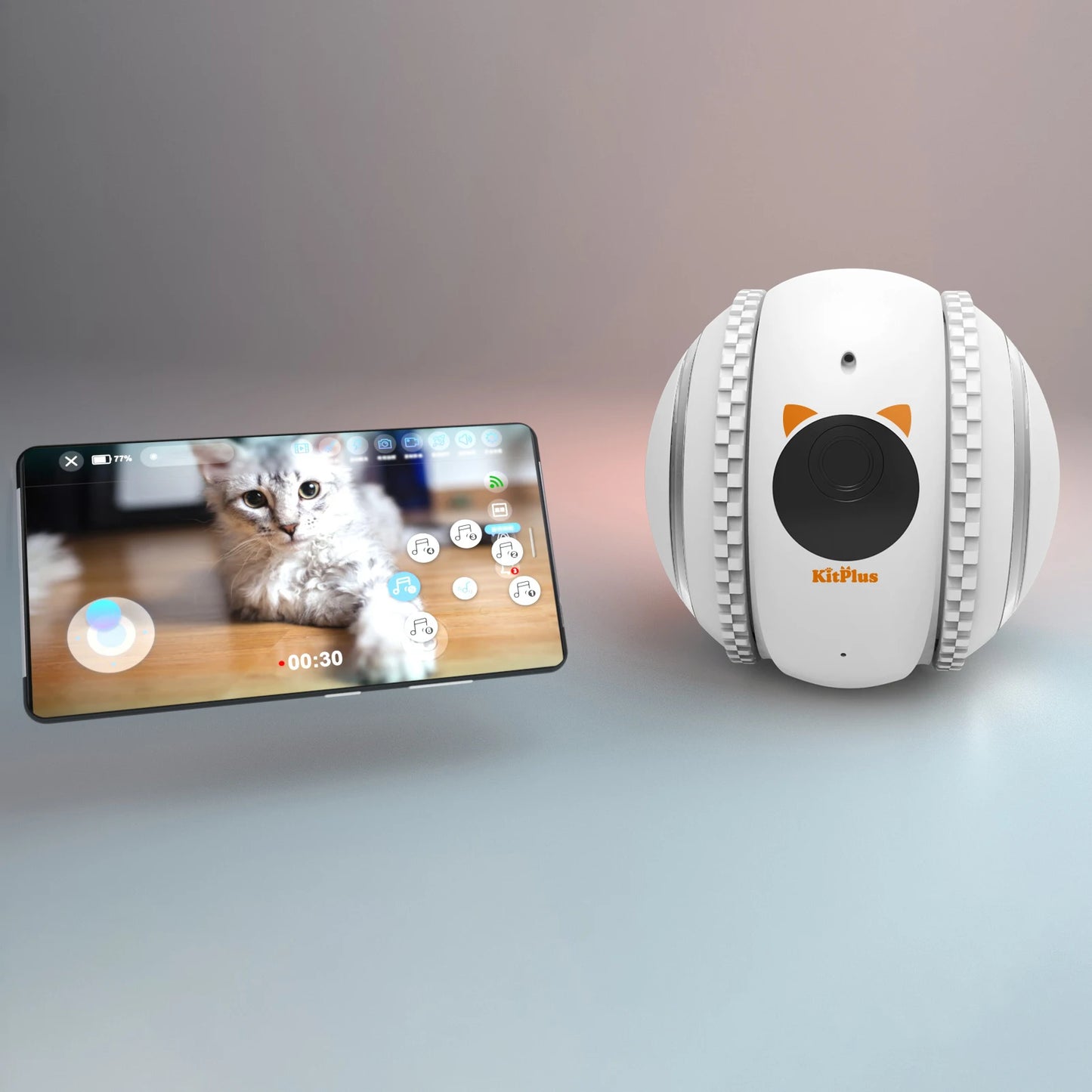 KITPLUS Pet interactive robot with 4K camera, video interaction, 12 pet teasing laser mode and voice recording, automatic charge