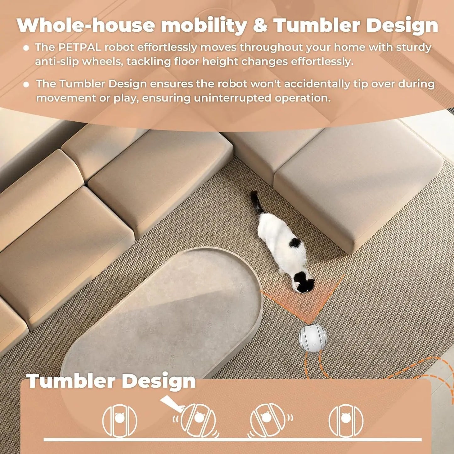 KITPLUS Pet interactive robot with 4K camera, video interaction, 12 pet teasing laser mode and voice recording, automatic charge