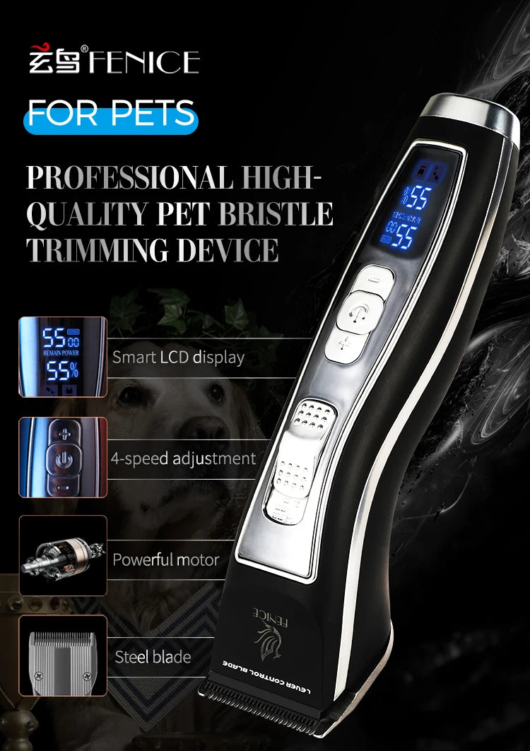 Fenice Electrical Pet Clipper Machine Grooming Kit Rechargeable Pet Cat Dog Hair Trimmer Shaver Set Animals Hair Cutting