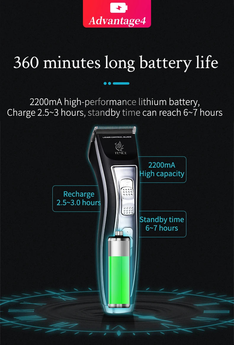 Fenice Electrical Pet Clipper Machine Grooming Kit Rechargeable Pet Cat Dog Hair Trimmer Shaver Set Animals Hair Cutting