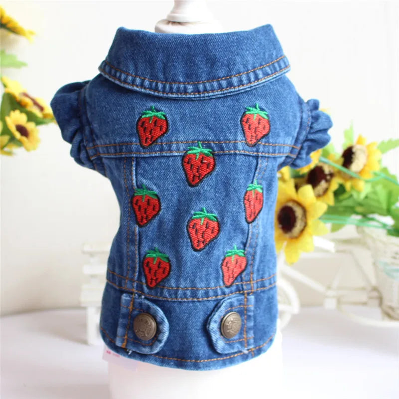 Stylish Embroidery Design Pet Denim Coat Dog Clothes, Puppy Clothing, Spring Cowboy Jacket, Jeans for Small and Medium Dogs