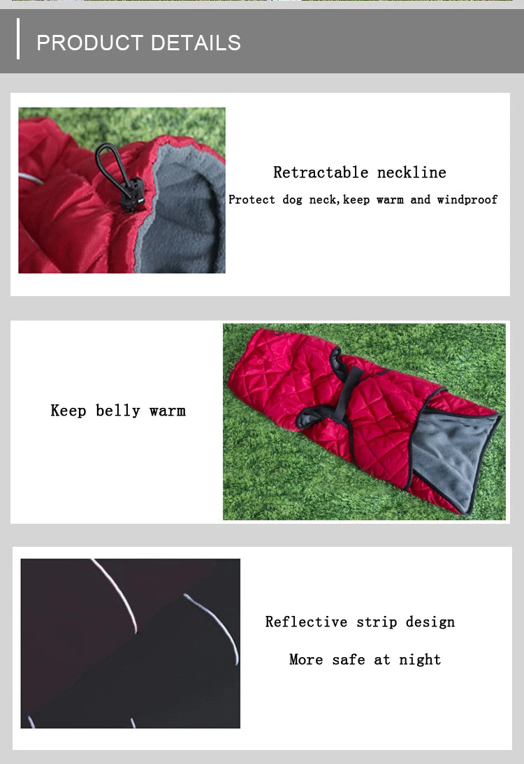 Dog Outdoor Jacket Waterproof Reflective Pet Coat Vest Winter Warm Cotton Dogs Clothing for Large Middle Dogs  Labrador