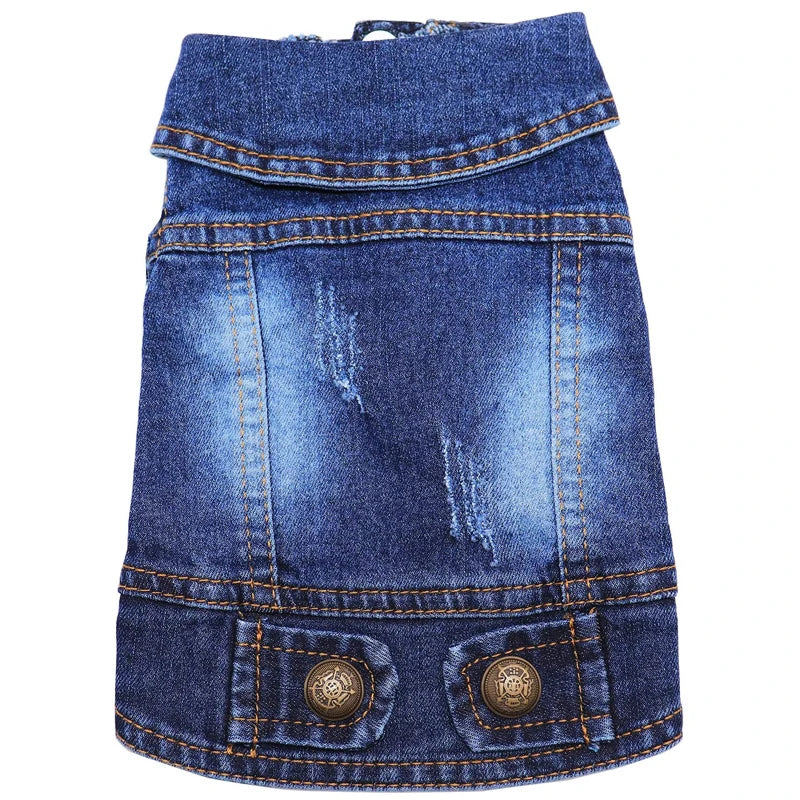 Pet Dog Denim Jacket Spring Dog Clothes for Small Medium Breeds Dogs Design Puppy Vintage Washed Jeans Vest Coat Bulldog Terrier