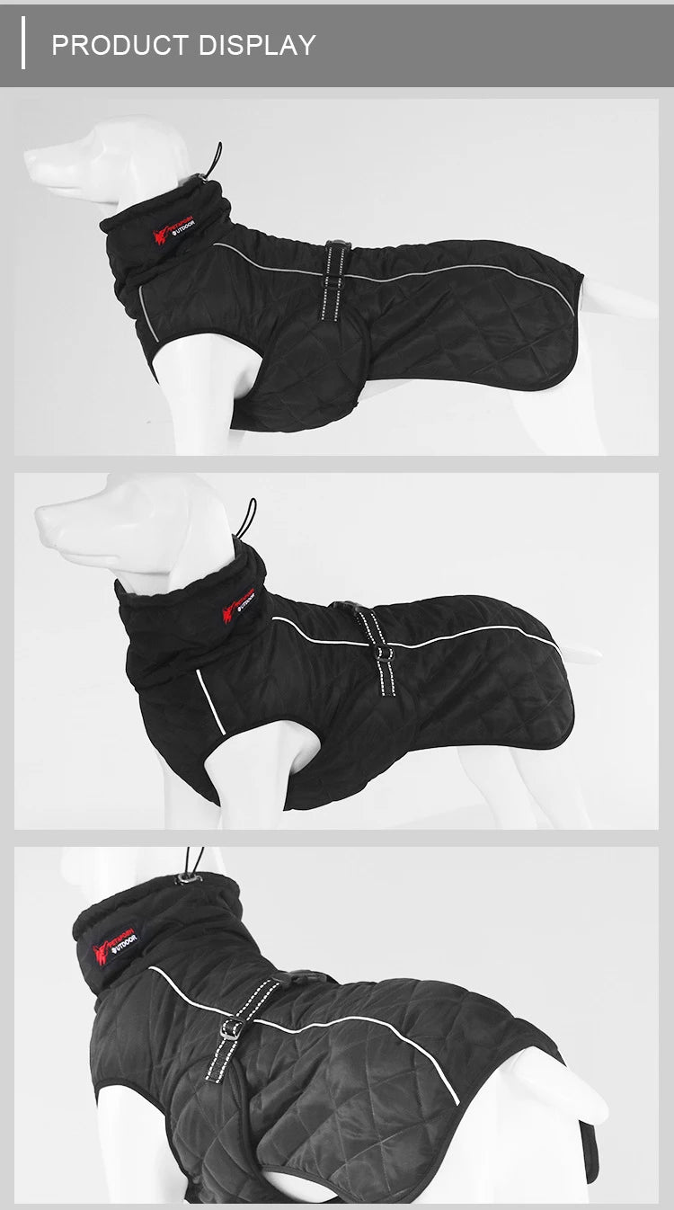 Dog Outdoor Jacket Waterproof Reflective Pet Coat Vest Winter Warm Cotton Dogs Clothing for Large Middle Dogs  Labrador