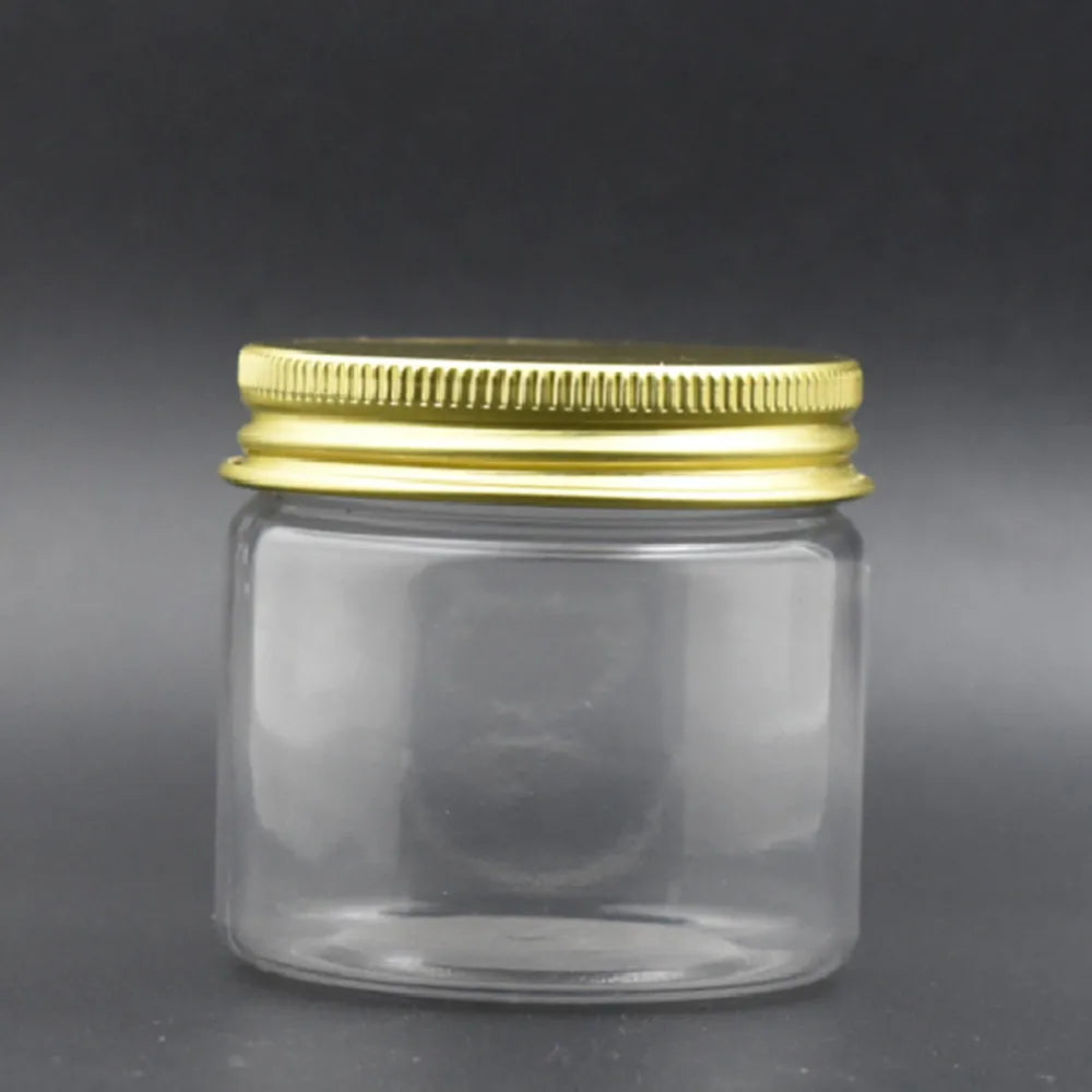 1oz 30ml/50ml/60ml/80g round plastic pet jar with gold aluminium cap ,cream    Storage sample Cosmetic  Packaging,container,pot