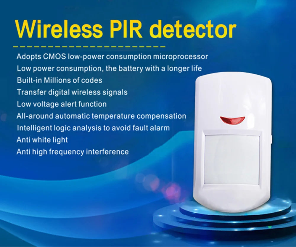 PGST PA96R Pet Immune Motion Detector Infared Wireless PIR Sensor Compatible with RF 433MHz Alarm System Security