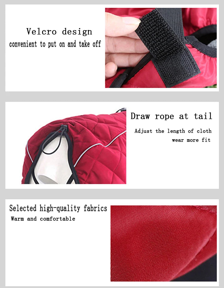 Dog Outdoor Jacket Waterproof Reflective Pet Coat Vest Winter Warm Cotton Dogs Clothing for Large Middle Dogs  Labrador