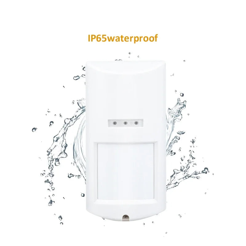 433MHz Wireless PIR MW Motion Sensor 100° 12M Detection, IP65 Waterproof for Indoor/Outdoor Use, Pet Immune for Burglar Alarm