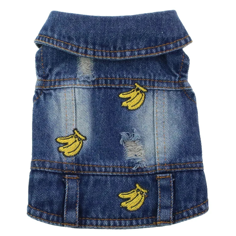 Stylish Embroidery Design Pet Denim Coat Dog Clothes, Puppy Clothing, Spring Cowboy Jacket, Jeans for Small and Medium Dogs
