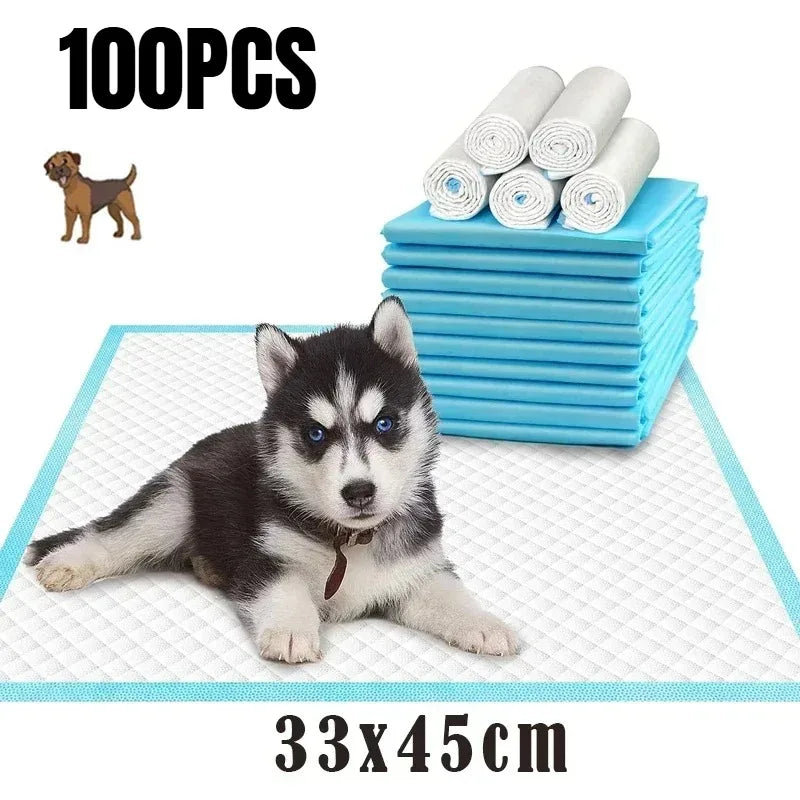 100PCS Thickened Absorbent Dog Puppy Training Pads Pet Disposable Diapers Cat Dog Pee Pads Leak-Proof Pet Urine Mat Quick Dry