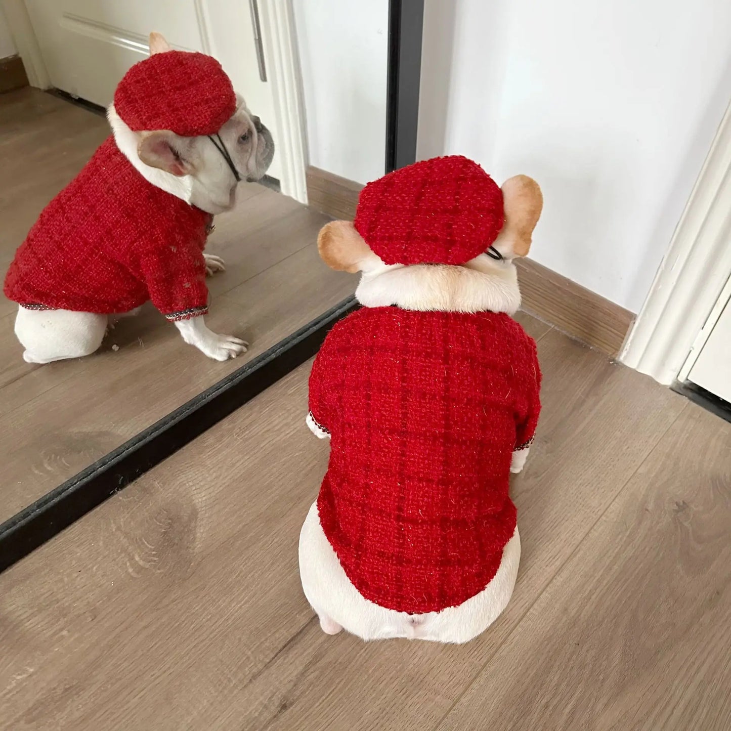 New Winter Classic Plaid Dog Clothes Exquisite Jacket And Hat Set Dog Jacket French Bulldog Schnauzer For Samll Medium Dog