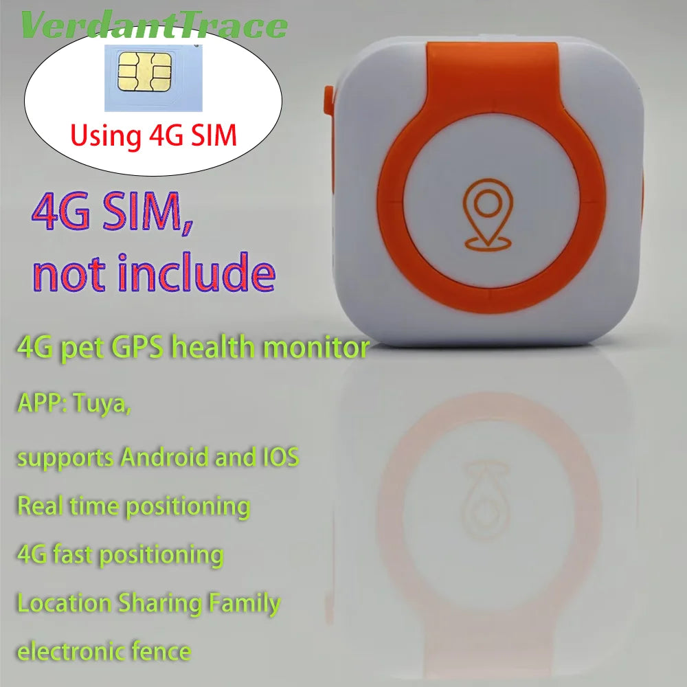 4G GPS Tracker Dog Cat IP67 Waterproof Pet Tracker Geo-fence Dog Collar Monitor Real Time GPS Sports Tracking Health Monitoring