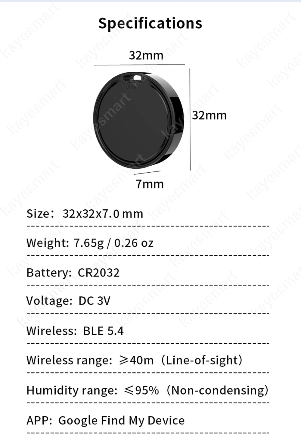 Smart Tracker Tag Bluetooth Locator Anti-Lost Device Mobile Pet Elderly Kids Finder Works With Android Google Find My Device App