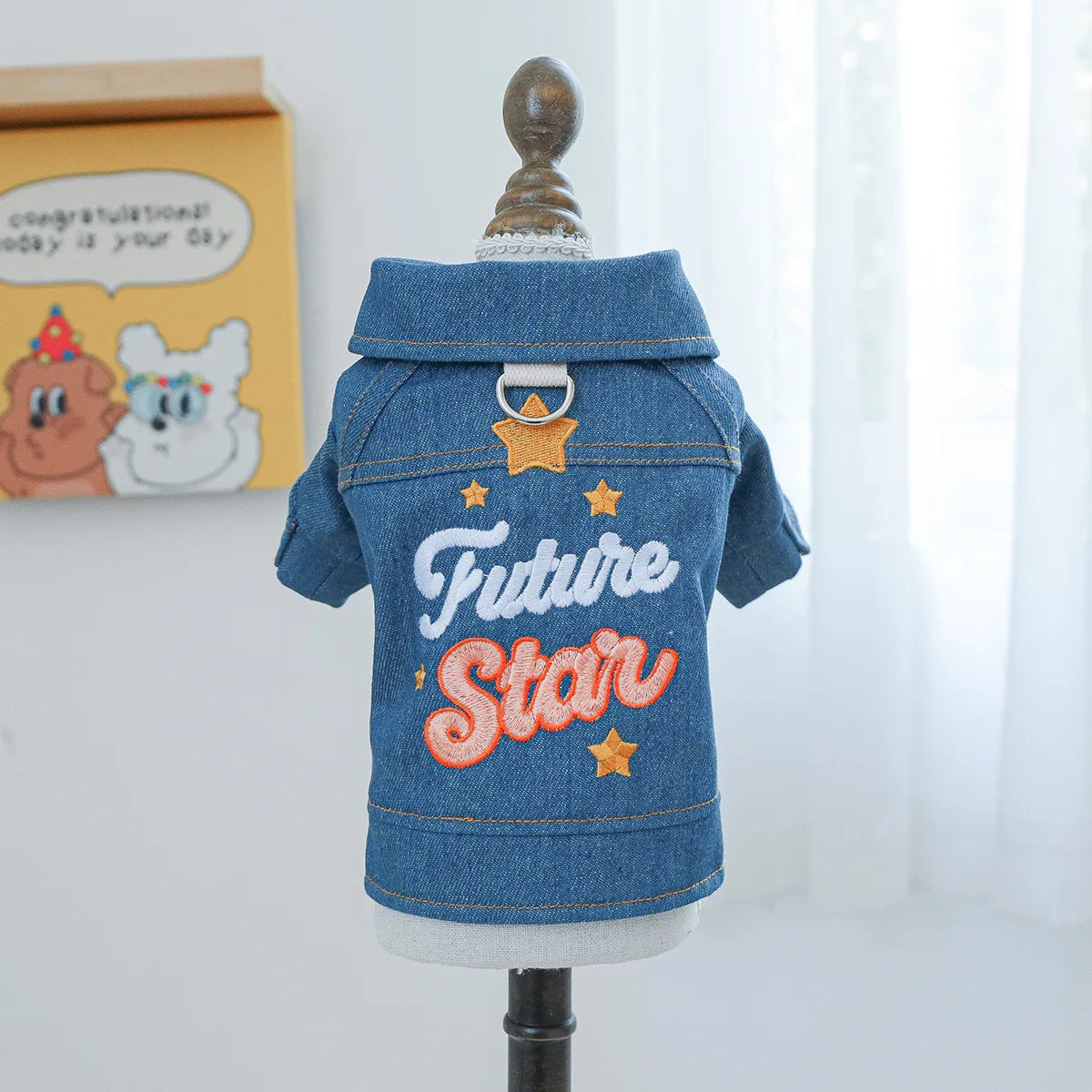 Pet Clothing Spring And Autumn Handsome Cool Cowboy Coat Suitable Cute Rock Roll Denim Clothing for Small and Medium sized Dogs