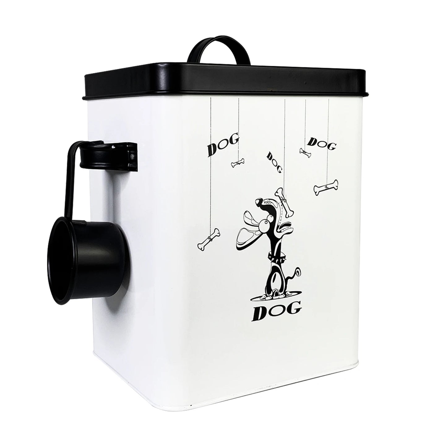 2023 New Fashion White  Farmhouse Dog Food Container with black Lid Food Storage Container with Serving Scoop