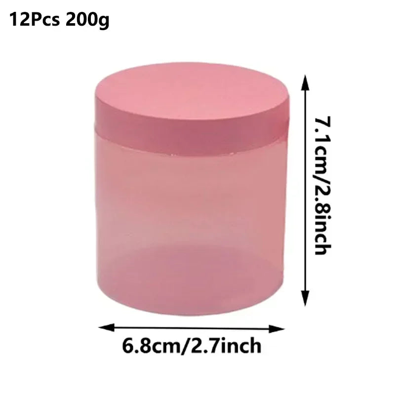 12Pcs 100-250g Pink PET Plastic Jar with Screw Lid Empty Comstic Face Cream Containers Travel Sample Jars Refillable Bottles