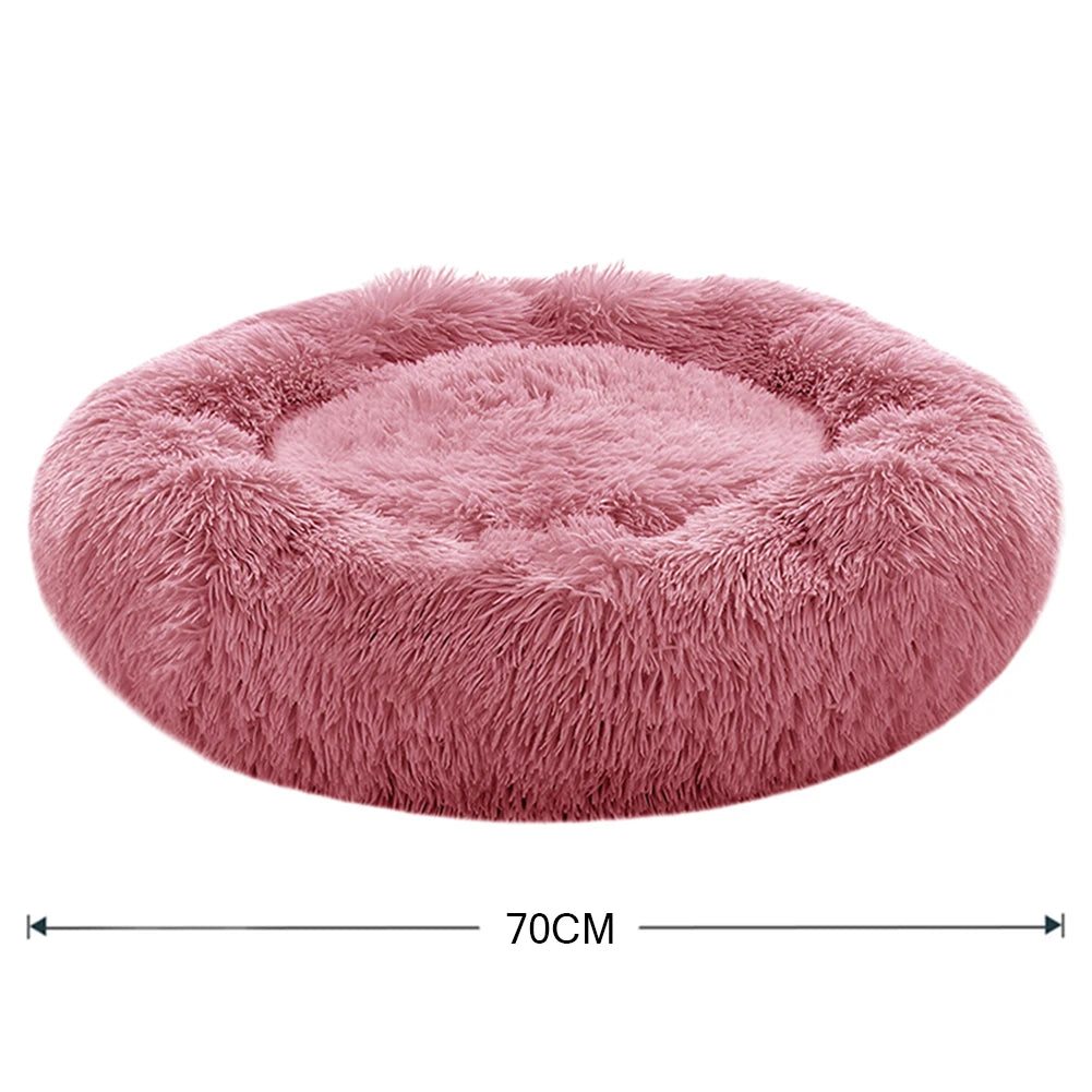 70CM Donut-Shaped Plush Pet Cuddler Bed Machine Washable Anti-Slip for Dog&Cat House Winter Warm Sleeping