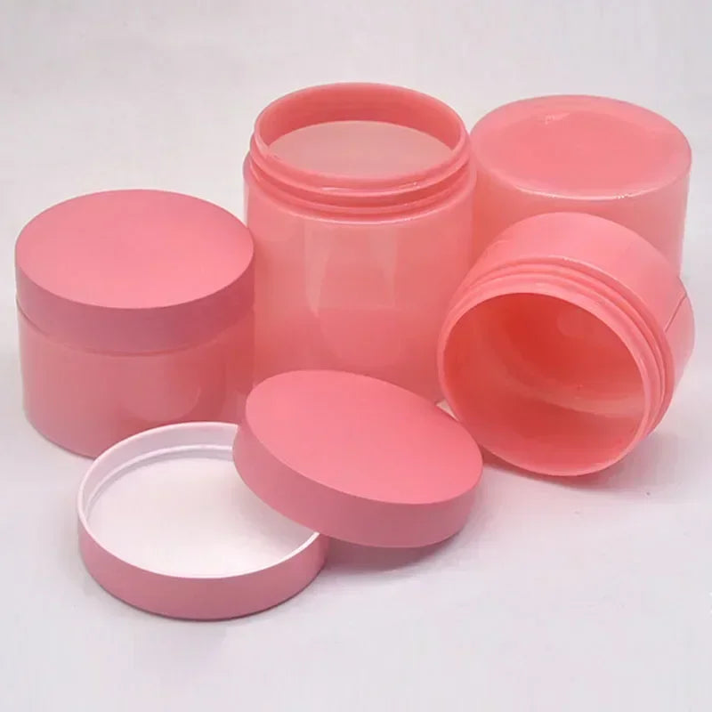 12Pcs 100-250g Pink PET Plastic Jar with Screw Lid Empty Comstic Face Cream Containers Travel Sample Jars Refillable Bottles