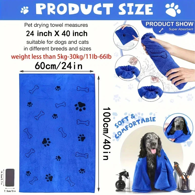 Dog Towel Drying Dog Cat Pet Towel Puppy Microfiber Quick-drying Dog Claw Bath Towel Pet Bath Products Absorbent Medium Dogs