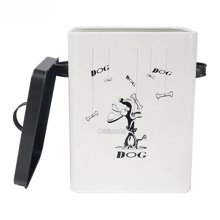2023 New Fashion White  Farmhouse Dog Food Container with black Lid Food Storage Container with Serving Scoop