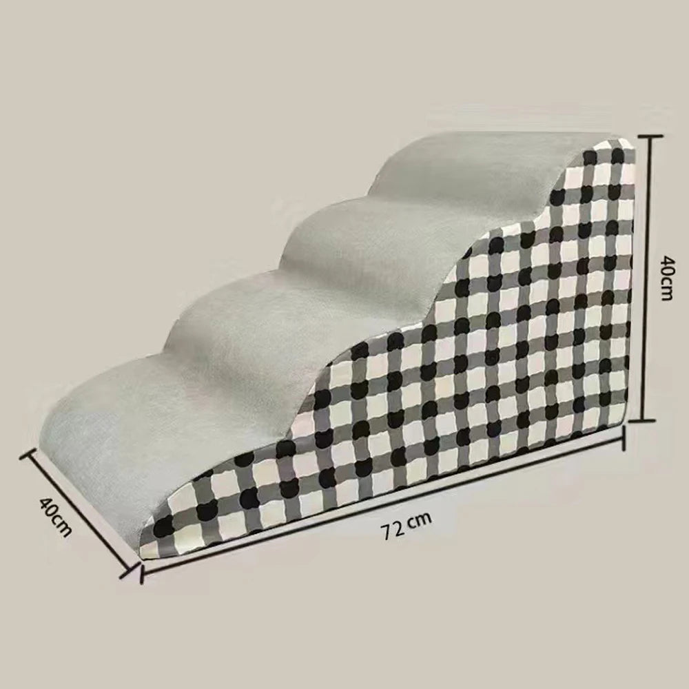 Pet Stairs 2-4 Step Dog Ramp Anti Slip Detachable Memory Foam Sofa Couch Steps for Large Dogs Washable Non Collapse