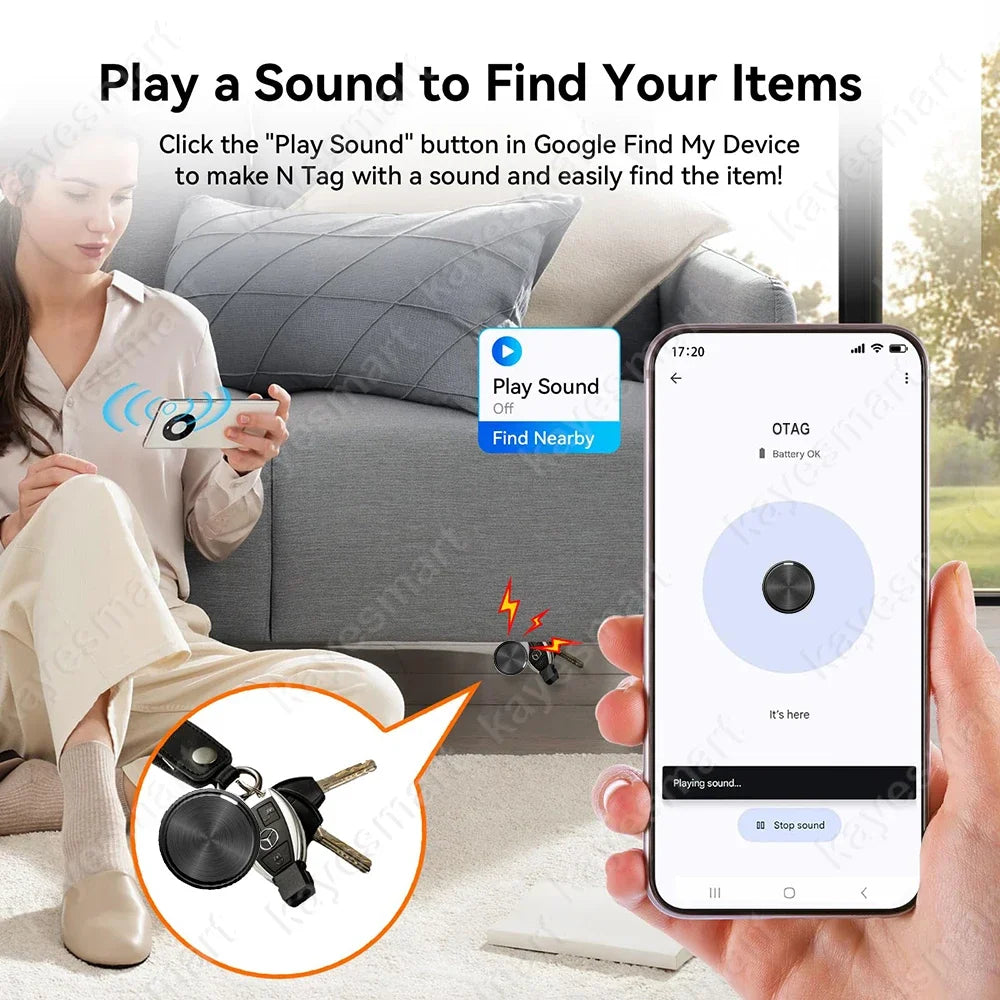 Smart Tracker Tag Bluetooth Locator Anti-Lost Device Mobile Pet Elderly Kids Finder Works With Android Google Find My Device App