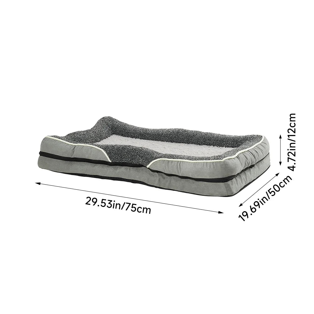 Voltsify Anti-Slip Orthopedic Pet Bed with Removable Zipper Cover, Elevated Pillow Support, High-Density Sponge & EPE Foam