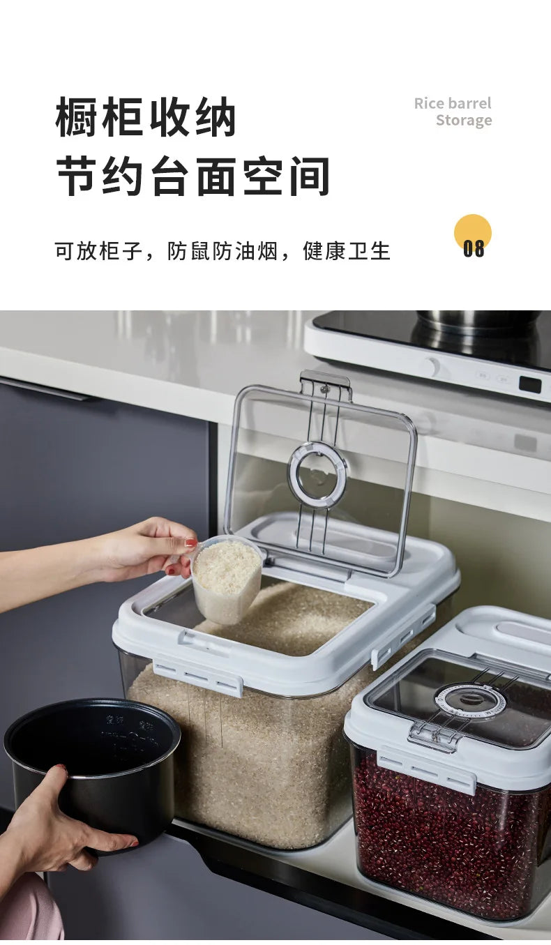 7.5kgs Plastic Rice Storage bucket Grain Dispenser Container Kitchen Organizer Pet Cat Dog Food Storage Bin Barrel Box With Lid