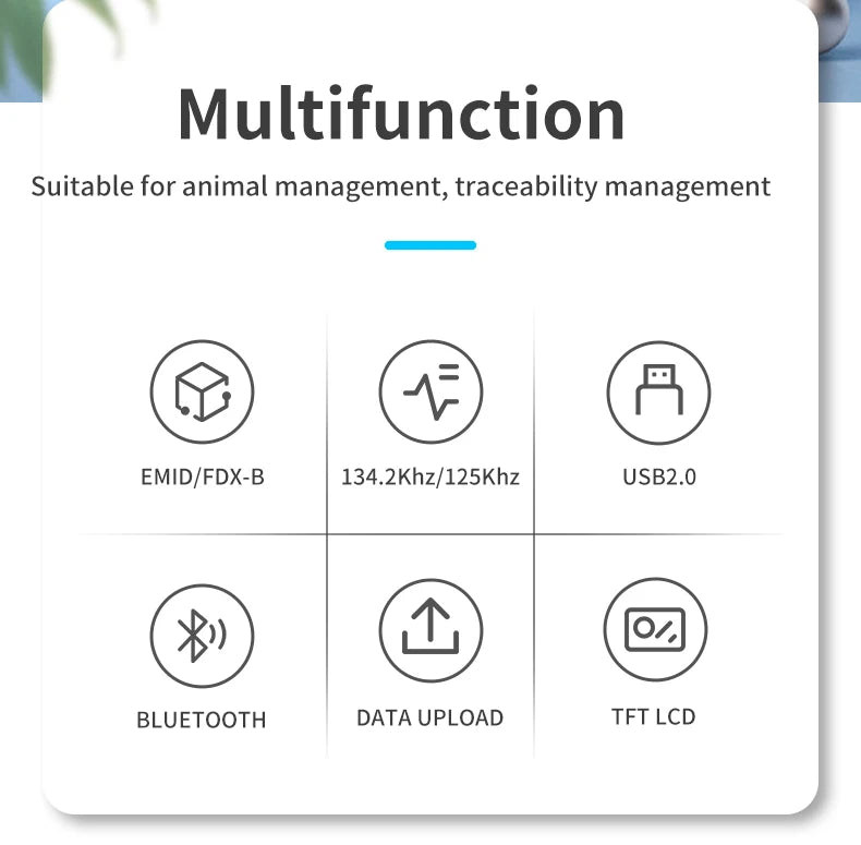 Handheld 134.2KHz 125kHz Animal RFID Reader Pet Cat Dog Microchip Scanner FDX-B Glass Chip USB/Bluetooth Tag Reader