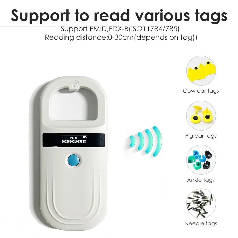 Bluetooth Iso11784/5 Fdx-b Animal Pet Id Reader Chip Transponder Usb Rfid Handheld Microchip Scanner For Dog,cats,horse