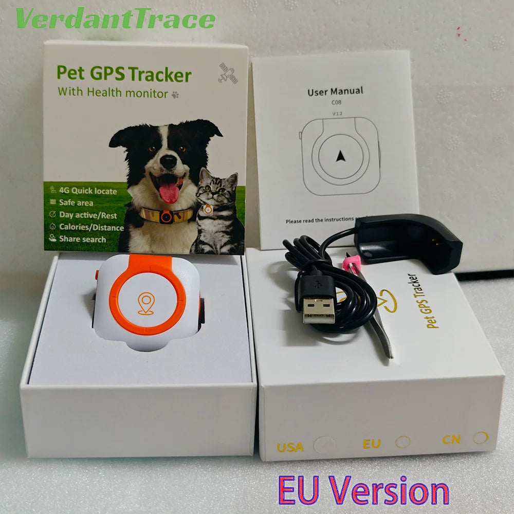 4G GPS Tracker Dog Cat IP67 Waterproof Pet Tracker Geo-fence Dog Collar Monitor Real Time GPS Sports Tracking Health Monitoring
