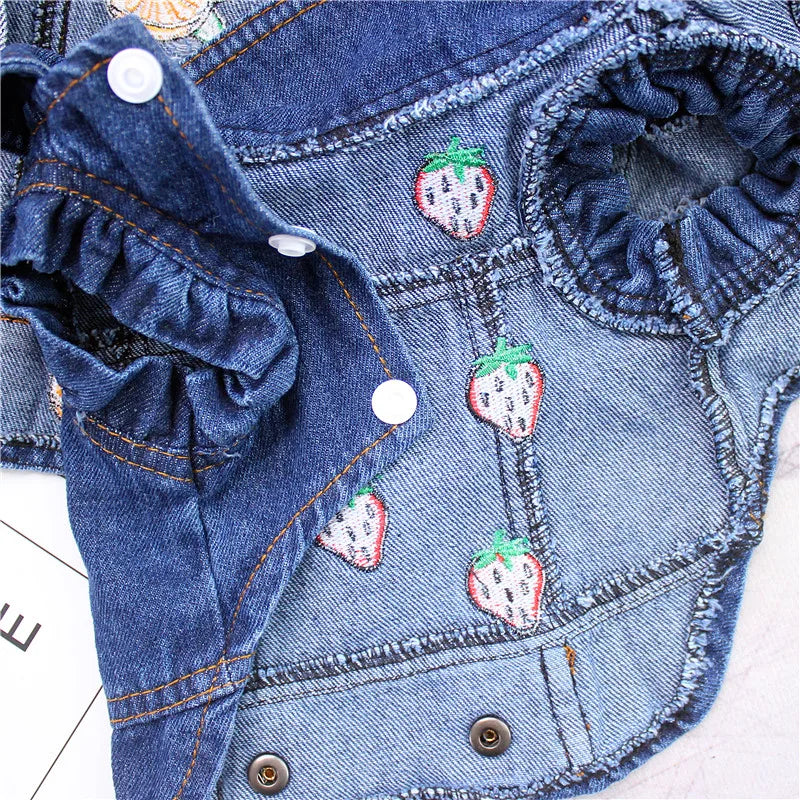 Pet Clothes Denim Dog Costume Summer Cowboy Vest Daisy Shirt Jeans Jacket Puppy Clothing for Chihuahua Yorkies