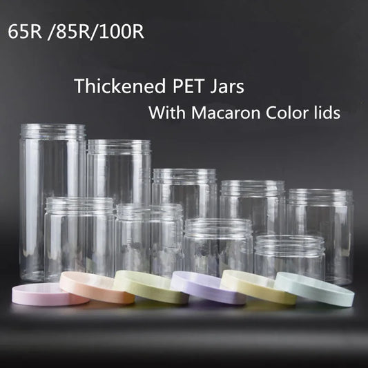 Wholesale 50pcs Empty PET Jars Clear Cosmetic Container Sael Food Jar With Macaron Color Lid Face Cream Sample Pot Container