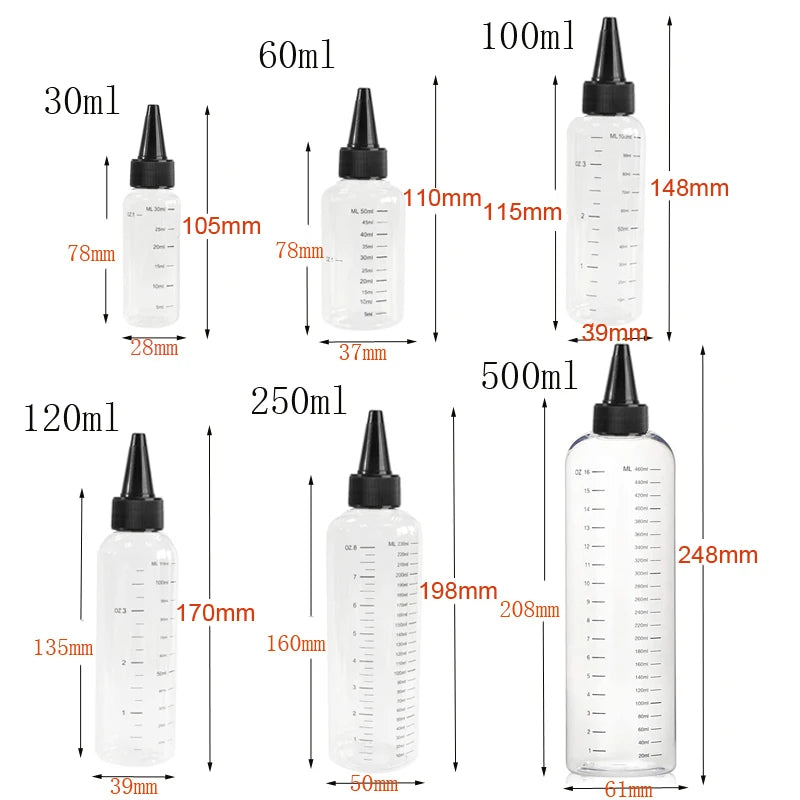 5Pcs 30/60/100/120/250/500ml PET Plastic Ink Bottles Empty Dropper Bottles With Screw-On Lids Squeezable Liquid Oil Container