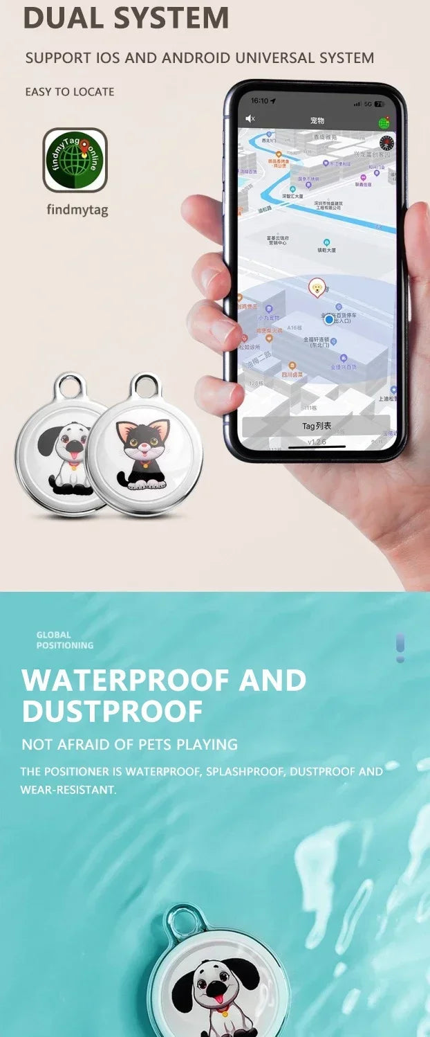 New AirTag Dog Collar Tracker, Anti-Lost GPS Mini Smart Pet Locator, Find My Pet Bluetooth Activity Tracker for Dogs Cats