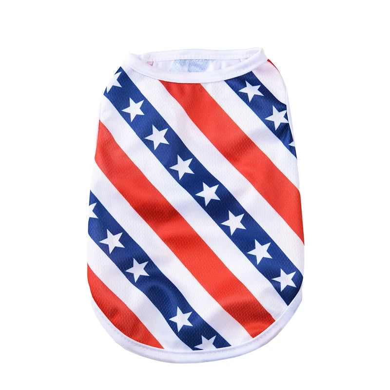 Summer Breathable Dog Vest Clothes Independence Day July 4th Pet T-shirt For Small Medium Dogs Cats Schnauzer Yorkshire Coat