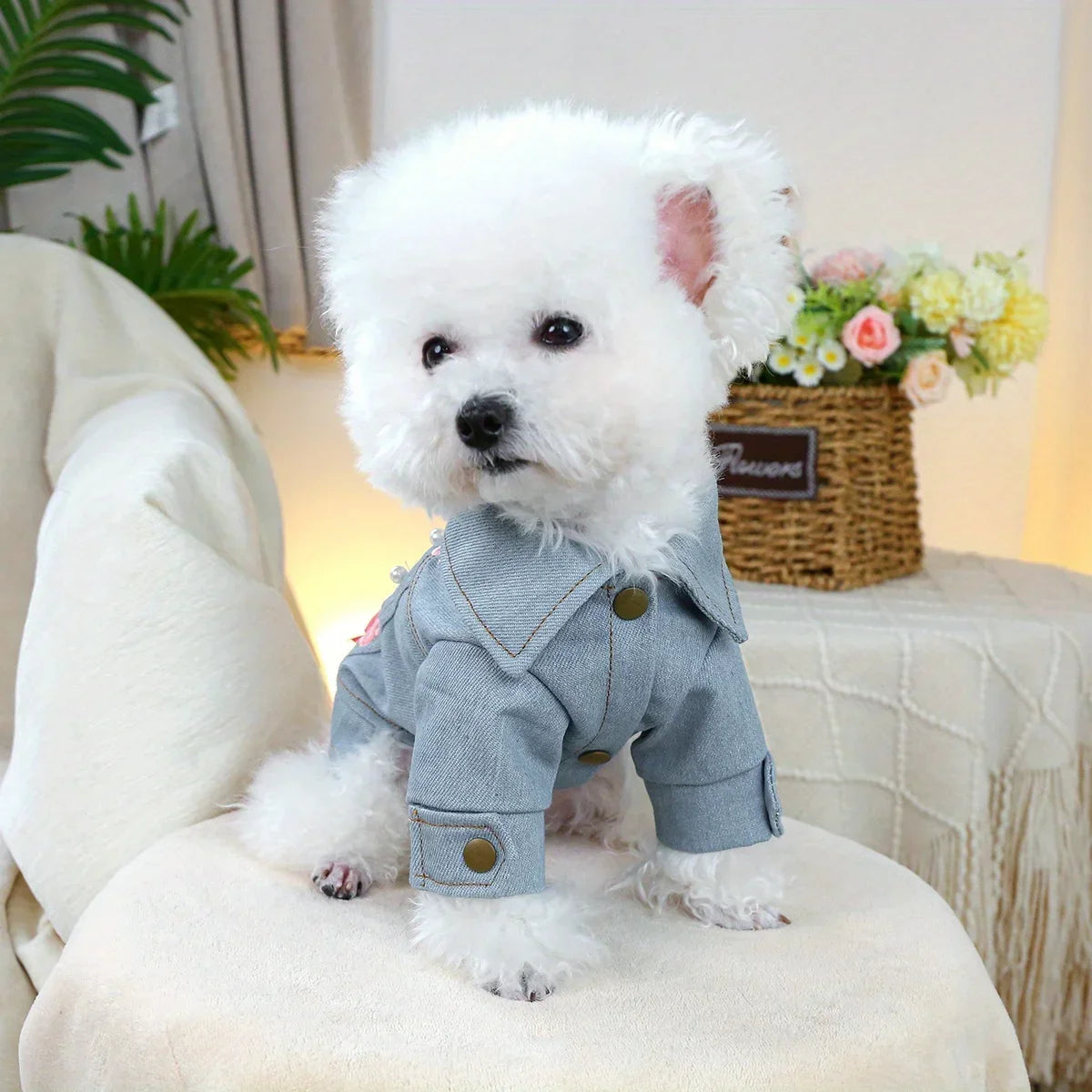 Little Princess Jacket Pet Clothes Dog Cat Anti-hair Loss Summer Blue Handsome Towable Vest