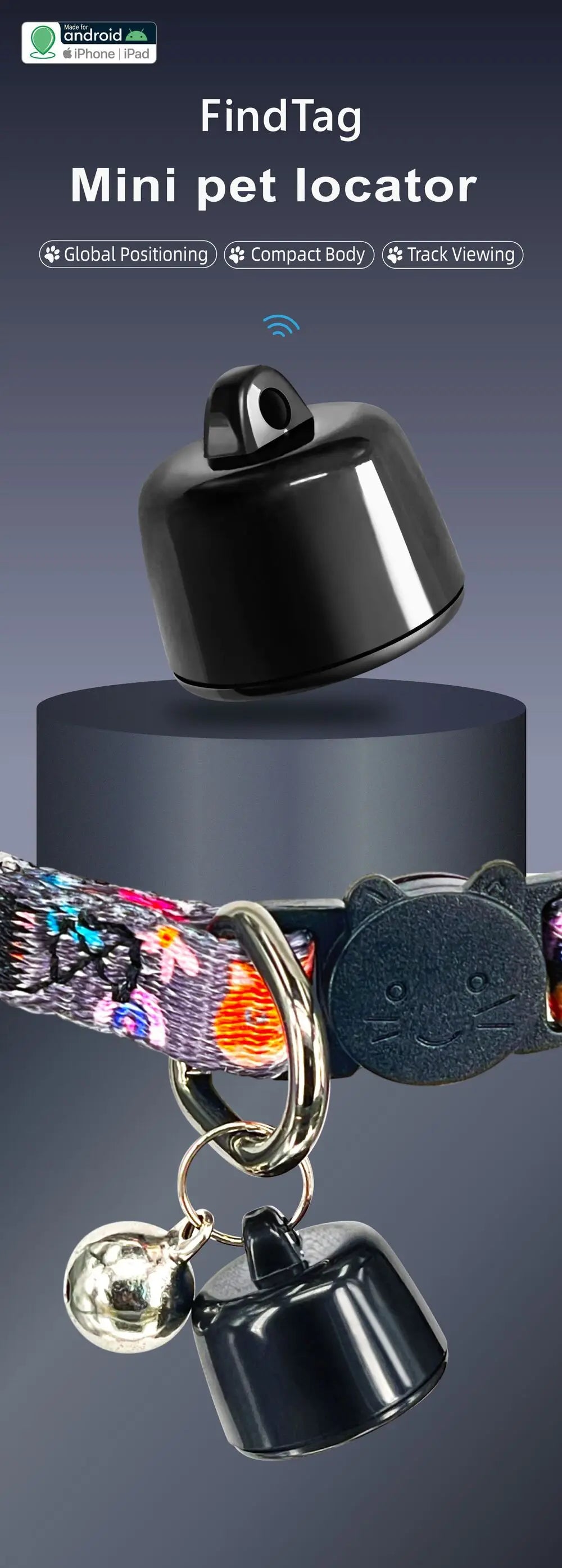 Mini Pets Global Locator Compatible with Android ISO System For birds and dogs and cats View 3 days of movement GPS Tracker