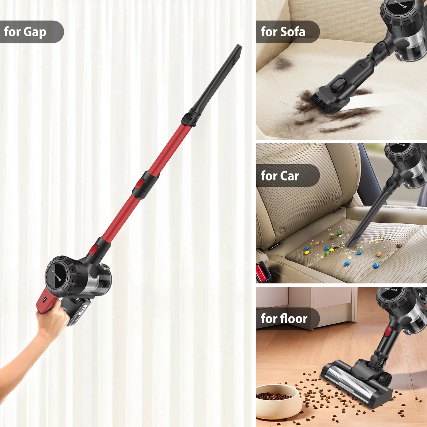 Cordless Vacuum Cleaner Poweful Vaccum Cleaner with 3000mAh Rechargeable Battery, 15KPA Powerful Pet Vacuum Cleaner