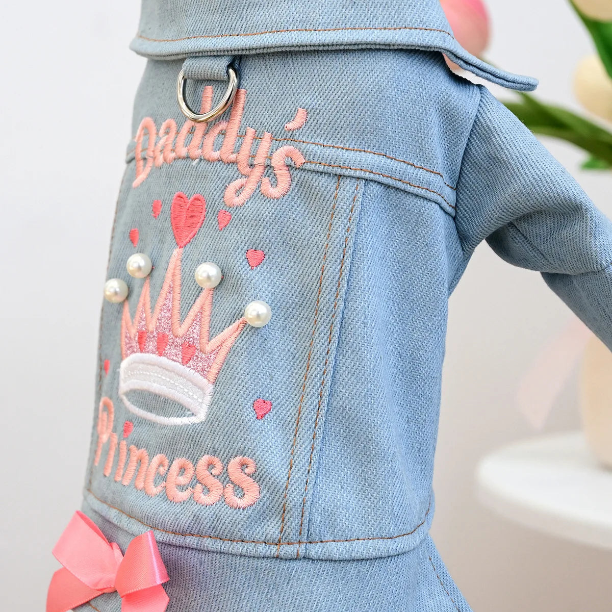 Denim Puppy Jacket For Chihuahua Yorkie Adjustable Lightweight  Coat, Breathable Dog Clothes With Snap Closure