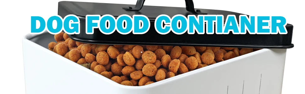 2023 New Fashion White  Farmhouse Dog Food Container with black Lid Food Storage Container with Serving Scoop