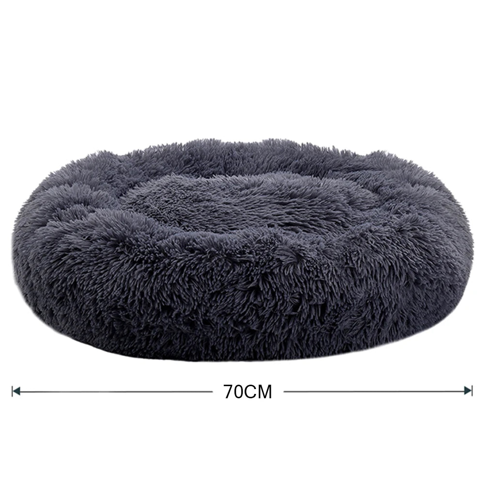70CM Donut-Shaped Plush Pet Cuddler Bed Machine Washable Anti-Slip for Dog&Cat House Winter Warm Sleeping