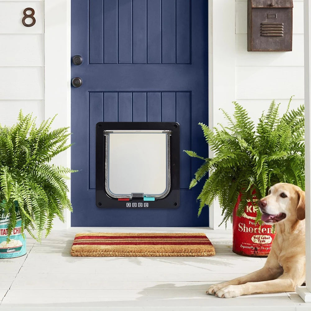 Dog Cat Kitten Flap Puppy Kitten Safety In&out Pet Door with 4 Way Security Lock Door Pet Doors Sliding Door Safety Pet Door