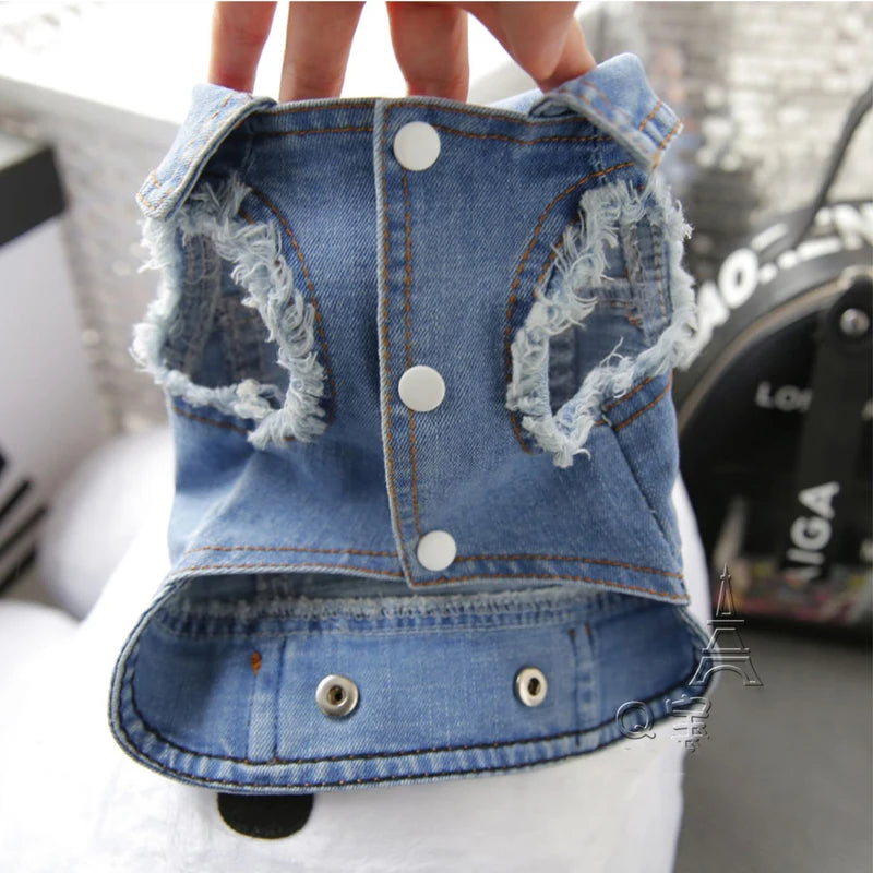 Pet Clothes Denim Dog Costume Summer Cowboy Vest Daisy Shirt Jeans Jacket Puppy Clothing for Chihuahua Yorkies