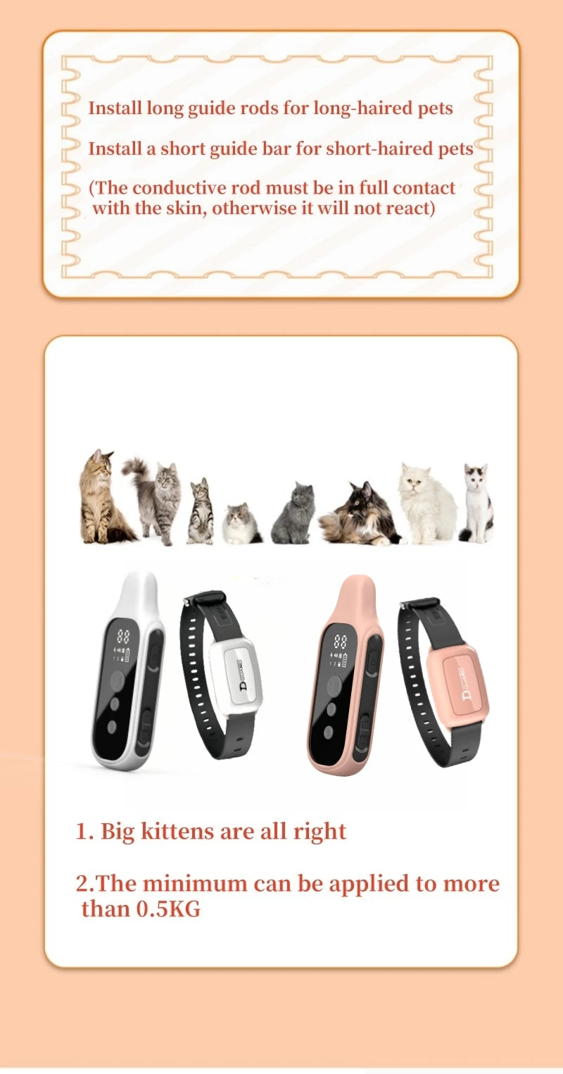 YHLC 800m Cat Anti Meowing Collar, Automatic No Shock Vibration Collar for Cats, Cat Trainer Designed Collar for Stop Meowing